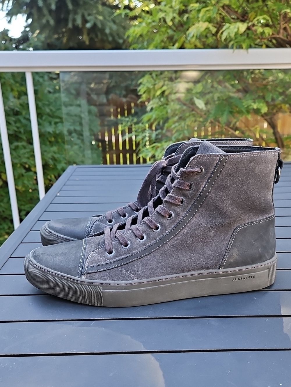 All Saints Grey Suede Hi Top Trainers Size 42 Shoes